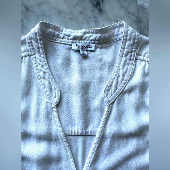 Splendid Hi-Low Surplice Sleeveless Blouse White - Picture 6 of 9